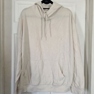 Men's Cream Waffle-Knit Hoodie Sweatshirt